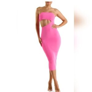 Naked Wardrobe Pink Midi Dress